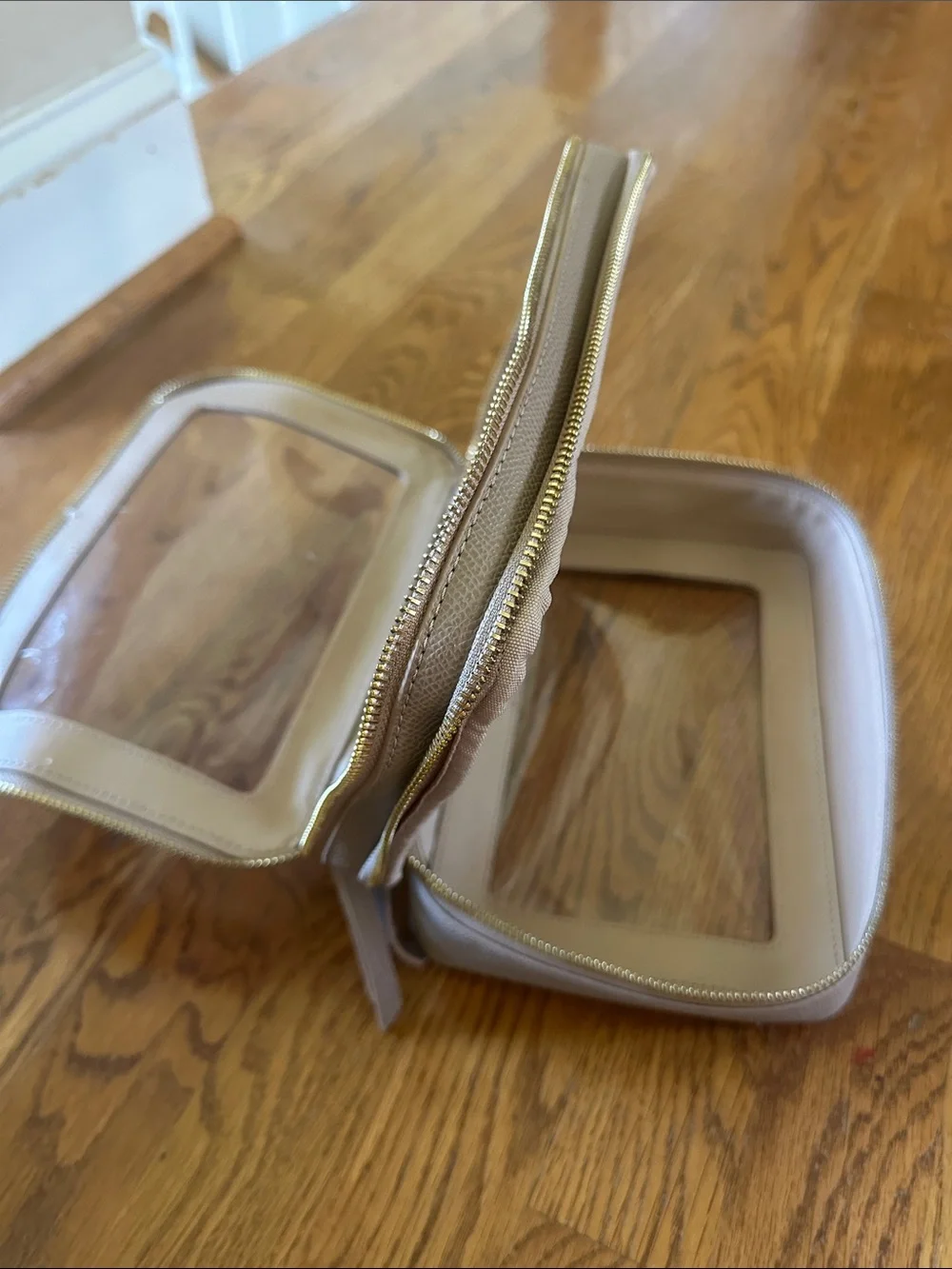 Women’s Clear Panel Cosmetic Pouch in Taupe